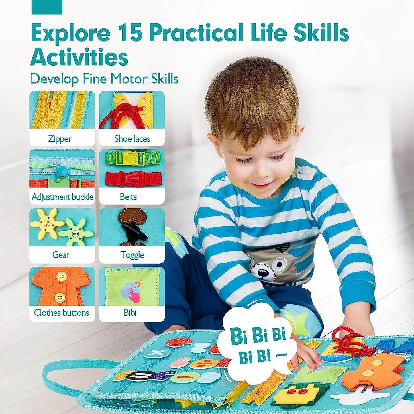 Montessori Busy Board Toys For Toddlers Busy Book For Fine Motor Educational Learning Activities With Life Skills Sensory Toys